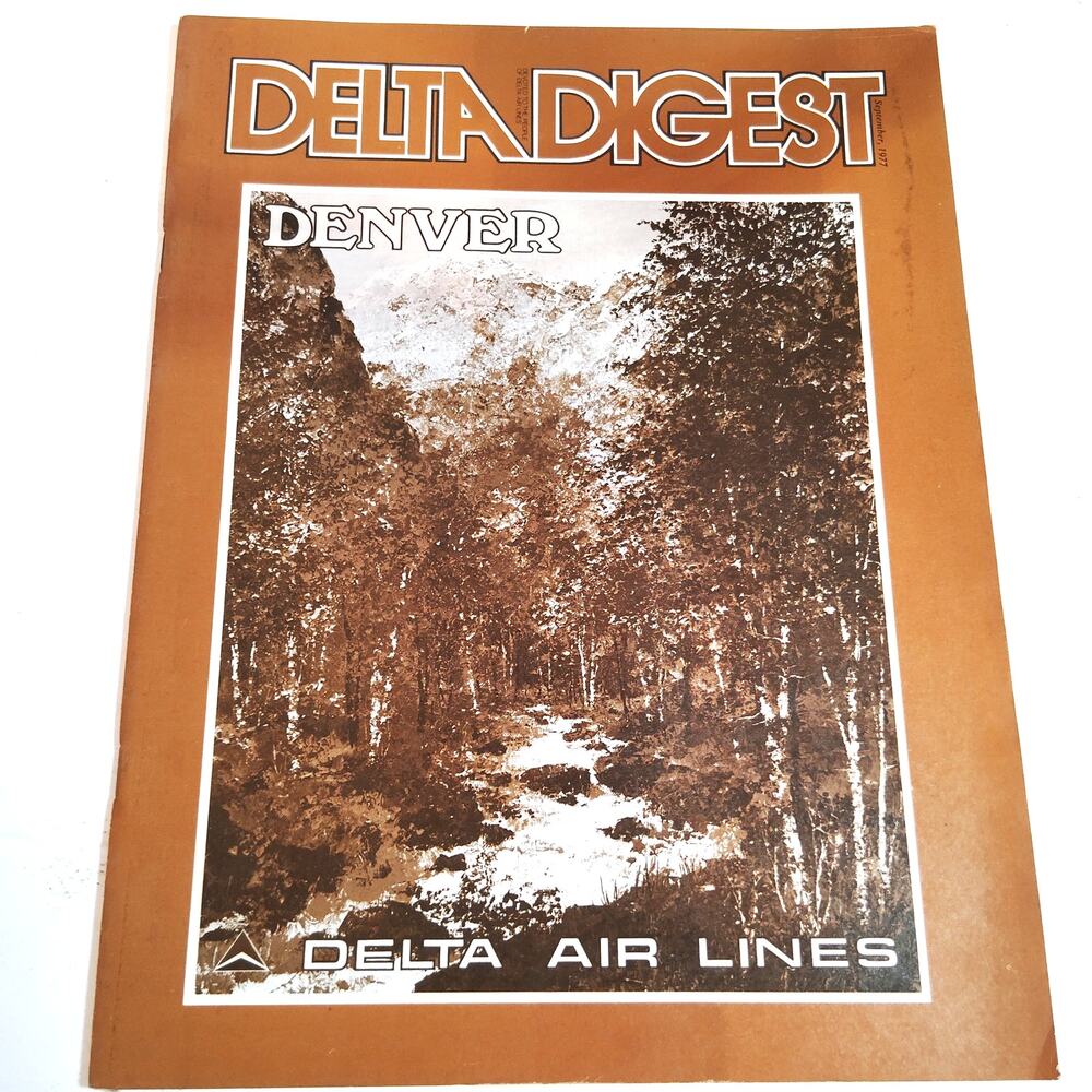 Delta Digest September 1977 Vintage In-Flight Magazine - Brown & White